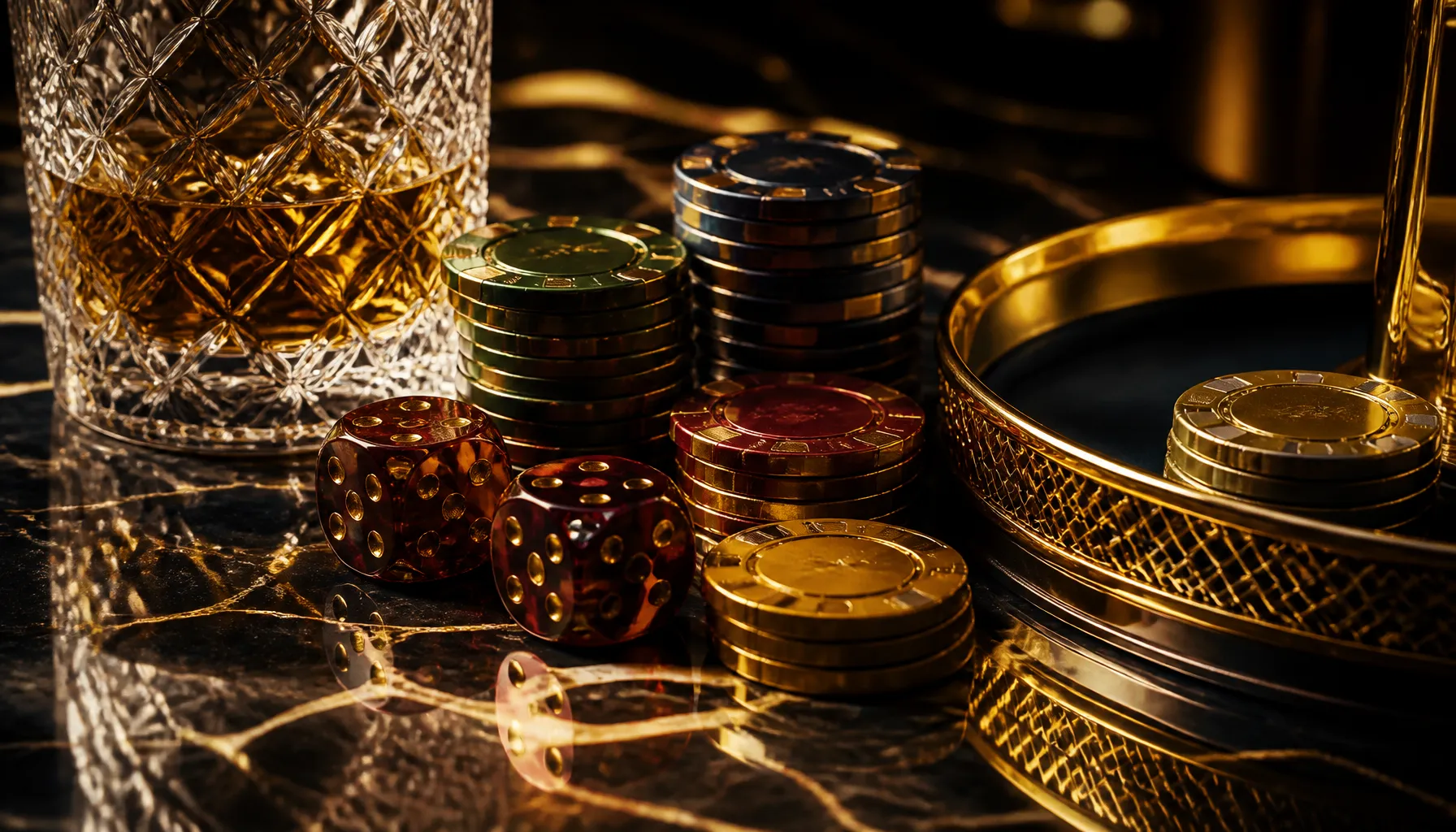 Cinematic photorealistic golden treasure chest overflowing with ancient coins inside a dramatic stone labyrinth corridor with